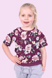 Baumwolljersey Glitzerpüppi Digital Rosen - dunkel...