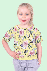 Baumwolljersey Glitzerpüppi Digital Rosen - hellgelb