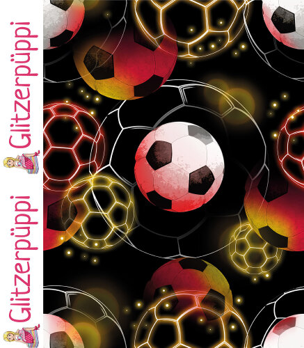 Baumwolljersey Glitzerpüppi Digital Fußball - schwarz
