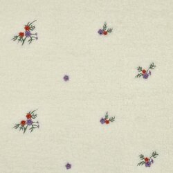 Teddystoff Bestickt Blumen - creme