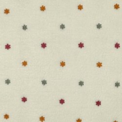 Teddystoff Bestickt bunte Mini Blumen - creme