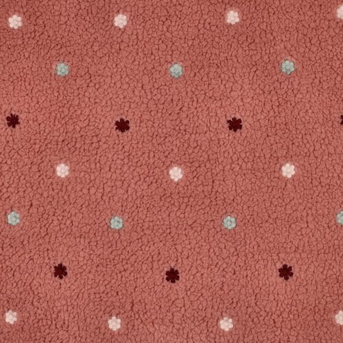 Teddystoff Bestickt bunte Mini Blumen - altrosa