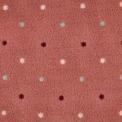 Teddystoff Bestickt bunte Mini Blumen - altrosa