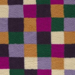 Teddystoff buntes Schachbrettmuster - fuchsia