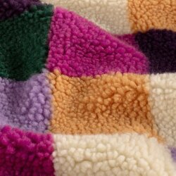Teddystoff buntes Schachbrettmuster - fuchsia