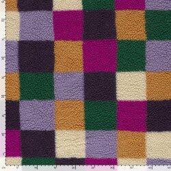 Teddystoff buntes Schachbrettmuster - fuchsia