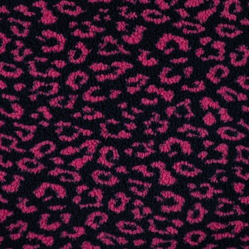 Teddystoff Leopard - fuchsia/dunkelblau