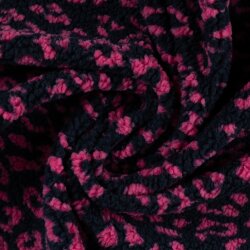 Teddystoff Leopard - fuchsia/dunkelblau