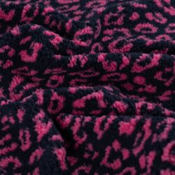 Teddystoff Leopard - fuchsia/dunkelblau