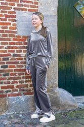 Stretch Samt *Marie* Uni - taupe