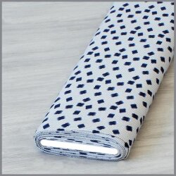 Viscose jersey Abstracte stippen wit/middernachtblauw