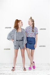 Viscose jersey Abstracte stippen wit/middernachtblauw