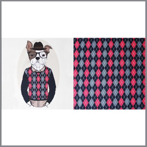 Jersey Panel Mini Schlauer Hund- creme