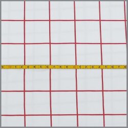 Jersey de algodón Líneas de verificación Rhubrab rojo