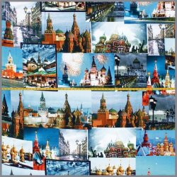 Katoenen Jersey Digitale Moskou Collage