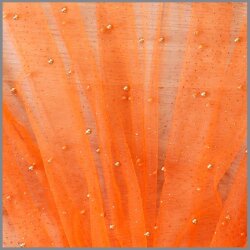 Glitter tulle with golden pearls orange