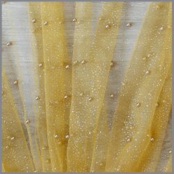 Glitter tulle with golden pearls mustard yellow